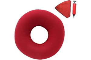 ‎TUAKIMCE TUAKIMCE Aufblasbare Sitzkissen, Sitzkissen Orthopädische Ringkissen Aufblasbares Hämorrhoiden, Orthopädisch Sitzkissen mit Pumpe, Härte Einstellbar für Steißbein Dekubitus Rollstühle (Rot)