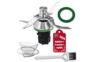 DROCODO SET cuchillas thermomix tm5 + 2 juntas + cubilete + cepillo | Cuchilla thermomix tm5 de Acero Inoxidable SUS420 apta para lavavajillas | recambios compatibles con cuchillas thermomix tm6 y tm5