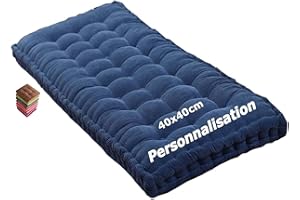 ILIEMAO Matelas de Sol capitonné ou Coussin pour Banc de Jardin 1/2/3 Places, Banquette et Chaise Longue Palette, 170 cm, 180 cm, Coussin pour Banc 150 cm Exterieur Interieur sur Mesure(Denim Blue 1d,55x65 cm
