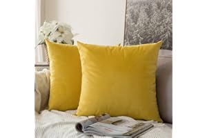 MIULEE 2 Piezas Terciopelo Funda de Cojine Funda de Almohada del Sofá Throw Cojín Decoración Almohada Caso de la Cubierta DecorativoPara Sala de Estar 50x 50cm,20 x 20 Pulgadas Amarillo Limón