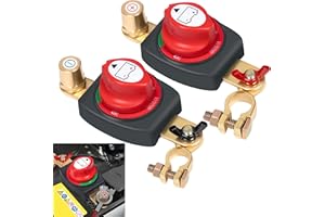 TZEKING 2PCS Desconectador de Bateria Polo Positivo/Negativo,Ajustable 180° Interruptor de Batería ON-OFF,12V Corta Corriente Bateria,Aislador de Batería Interruptor de Apagado