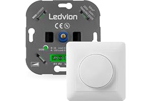 Ledvion - Regulador LED 3-250 Watt, Incluye Placa Frontal Blanca, Universal, Interruptor Regulador LED