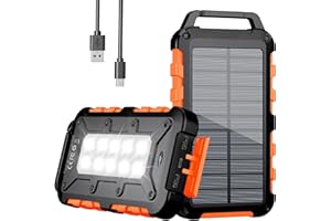 WOWMVP Solar Powerbank Outdoor 26800mAh, PD15W Tragbare Solar Ladegerät mit Solarpanel USB C Externer Akku Wasserdichtes mit LED Taschenlampe und 3 Ausgängen für Camping, Smartphones, Tablets
