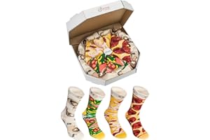 Rainbow Socks - Pizza MIX Hawaïenne Italienne Peppéroni Femme Homme - 4 Paires Chaussettes