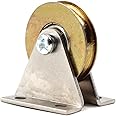 Chiloskit Cable Pulley Wall Mount Pulley Snatch Block Wire Rope 1.5" Diameter Flat Mount Block, Working Load 100kg (L Type)