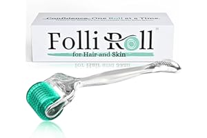 FolliRoll Derma Roller for Hair and Skin - 0.30mm Titanium Microneedles - for Hair Loss, Acne Scars, and Dark Spots - 192 Real Individual Needles with Free Storage Case for Men and Women