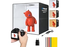 PULUZ Studio Photo Box Portatile 50x50cm, 20x20inch Scatole di Luce Kit con Temperature di 3 Colori Regolabili 160pcs LED & Ricarica Rapida USB & 12 Sfondi per Fotografia Prodotti