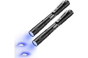 Lepro Linterna UV, lámpara UV de 365 nm con clip, funciona con pilas, linterna de luz negra, versátil y portátil, lámpara ámbar para detección de fugas, orina de mascotas y detección de dinero falso