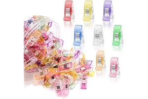 VONSERA Clips de Costura, 100 Clips de plástico para Costura, Pinzas de plástico con Marcas de medición, Clips de Costura Multiusos para acolchar, Ganchillo, Manualidades y Tejer, Fijar la Tela