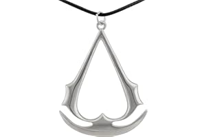 Hanessa Męska biżuteria srebrna Assassin's Creed symbol średniowiecza Assassin's Creed znak zabójców graczy sztuczna skóra prezent na Boże Narodzenie dla przyjaciela/męża, Skóra, Bez kamieni
