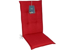 ‎LILENO HOME LILENO HOME Gartenstuhl Auflagen als [1er Set - Hochlehner] in Rot - Bequeme Liegen als Sitzauflagen für Gartenmöbel - Stuhlkissen für Gartenstühle und Klappstühle