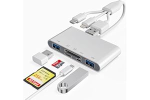 BAWANFA PLUS SD-Kartenleser für iPhone mit USB-C & Lightning, 3-in-1 SD- und MicroSD-Kartenleser mit Typ-C-Übertragung, kompatibel mit iPhone 16/15/14, iPad, MacBook, Android, Kamera und PC