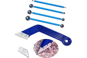 Zaky 4 herramientas para juntas de baldosas, 1 raspador de juntas con 1 hoja de diamante para eliminar la masa de juntas entre azulejos antes de la rejunta, 6 unidades en total.