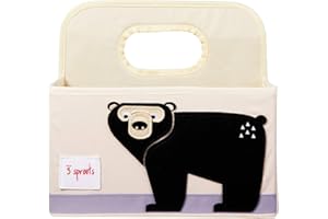 3 Sprouts - Cesta Organizadora Bebe - Organizador Pañales y Cambiador Bebe - Cesta Pañales Bebe con Diseño Divertido - Organizador Bebe Portátil - Diaper Caddy - Oso