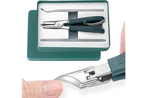 RUBU22A Adlerschnabel-Nagelknipser Set mit Abgeschrägtem Schnabel, drei Sätze Knipser für Schräg Eingewachsene Zehennagelknipser,Dicke Nägel, Pflege Eingewachsener Nägel bei Senioren (grün)