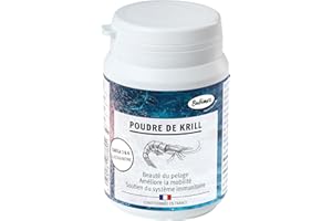 Bubimex - Poudre de Krill - Complément Alimentaire 100% Naturel pour Chiens et Chats - Riche en Oméga 3 et 6 - Astaxantine - Beauté du Pelage, Mobilité et Système Immunitaire - 60g