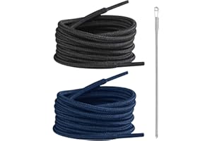 Annlpoy 2ps Sport Corde de Pantalon Serrage universels,Cordon de Rechange pour Sweat à Capuche,Cordons Noirs and Bleu de 160 cm avec Enfileurs Métalliques, Idéal pour Vêtements de Sport