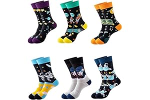 JXCTNNU 6 Pairs Socks Women Socks Men Socks Calf Length Colourful Funny Socks Cotton Socks Soft Breathable Socks Packs One Size