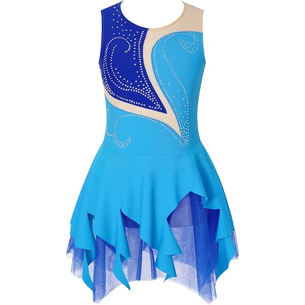 Robe Danse Ballet Enfant Fille - Tutu Strass - Patinage Artistique - Taille 7-14 Ans - Polyester