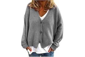 BUKINIE Womens Casual Long Sleeve Open Front Buttons Cable Knit Pocket Sweater Cardigan Jackets Plus Size