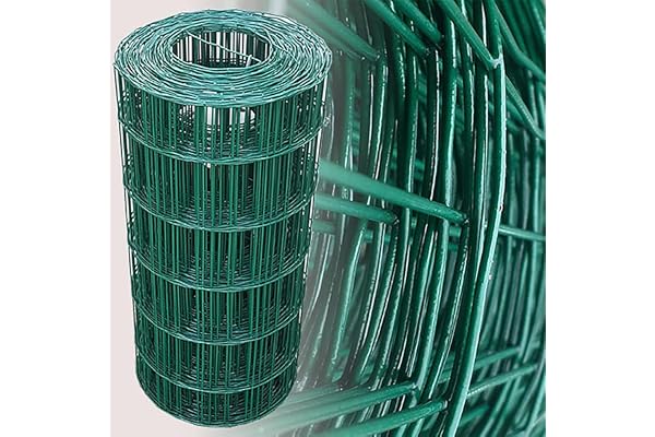 Garmix Grillage Jardin vert | Hauteur 60cm | Maille 75x100mm| Clôture Jardin Potager | Enclos Animaux Chien | Fils de Fer Galvanisé + PVC, Rouleau 25m