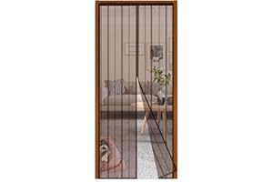 Sekey 110x220 cm Zanzariera Magnetica per Porta, anti Insetti, per Legno, Ferro, Porte in Alluminio, Facile da Installare, Non è Necessario Praticare Fori, Apertura e Chiusura Silenziosa, Marrone