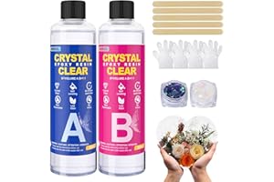 UMIKEL Resina epoxi transparente 456ML Kit de resina epoxi con lentejuelas, para principiantes para fundición y recubrimiento, arte, fabricación de joyas, artesanía