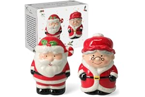 MIJOMA Salz- & Pfefferstreuer Set - Stilvolles Porzellandesign, Lebensmittelecht, Einfach zu Befüllen - Verschiedene lustige & niedliche Designs zur Auswahl (Santa & Mrs Santa, 2-teilig)