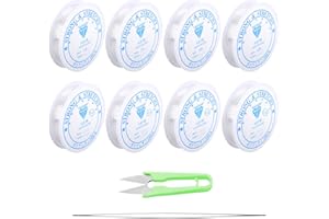 DAKLUNAR 1.0 mm x 2, 0.8 mm x 2, 0.6 mm x 2, 0.4 mm x 2 Elastico per braccialetti, Filo Elastico per Braccialetti Trasparente Perline Trasparente Resistente, per DIY, Perline, Bracciali, Artigianato