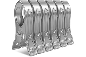 ‎VICLOON Vicloon 6 Stück Edelstahl Strandtuch Clips Große Wäscheklammern, Wäscheklammern Groß Edelstahl für Tägliche Wäsche, Strandtuch, Badetuch, Bettwäsche und Dicke Kleidung (6 Pcs)
