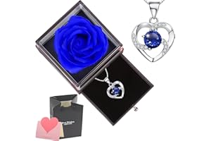 NEWUPZSI Real Rosa Eterna, Caja de Regalo de Collar, Flores Preservadas Eterna Hecha a Mano Rosa con Collar