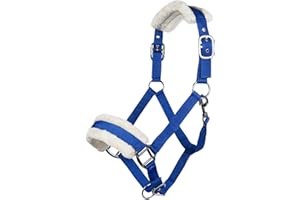 HKM 11796 Licol d'évêque rembourré en peluche pour cheval Bleu roi poney