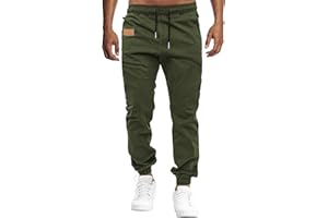 VMSUCIJ Pantalones Hombre Casuales Deporte Elásticos Joggers Largos Pants con Bolsillos Algodón Pantalón Deportivo