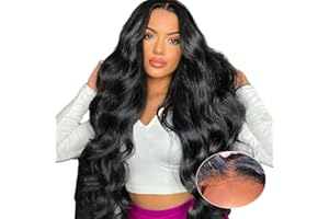 WENYAN Perruque Femme Naturelle Brésilien 4x4 Pre Cut Lace Front Body Wave Perruque Cheveux Humain Perruque Bouclée Sans Colle Wear and Go Glueless Wig Human Hair Couleur Naturelle 180% Densité (20 pouces)