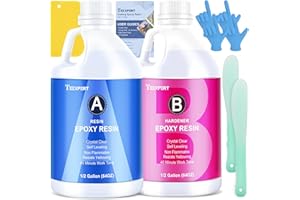 Teexpert Epoxidharz mit Härter, 1gallon/3.8L Hochglanz epoxidharz Set, Blasenfreies Beschichtungs- und Gießharz für DIY-Kunst, Schmuck, Untersetzer, Weihnachtsdekorationen, Tischplatten, Formen, Holz