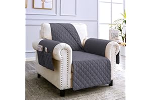 sevi's Housses de Canapé 1 Place 60cm Impermeable avec Accoudoirs, Réversible Protégé Canapes -Gris Foncé