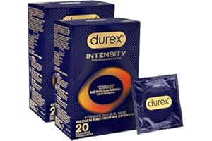 ‎DUREX Durex Intensity Kondome - Ultra dünn plus für intensive Körperwärmeübertragung - Mit viel Silikongleitgel befeuchtet - Ohne Latex - 2 x 20 Stück