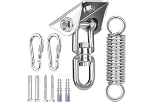PYRRHONIAN Gancho de Techo Acero Inoxidable, Capacidad de 450 Kg, Giratorio 360°, Resistente Gancho para Colgar Sillón, Muelle Oscilante, Gancho para Techo, Soporte para Exterior e Interior
