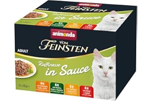 animonda vom Feinsten Premium Katzenfutter nass Raffinesse in Sauce, 24 Portionsbeutel (24 x 85g), hochwertiges Katzen Nassfutter ohne Zucker, mit frischen fleischigen Zutaten