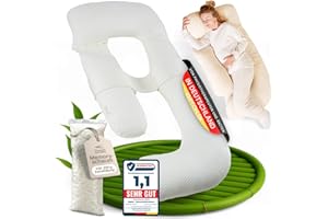 Ellphie Seitenschläferkissen XL, Schwangerschaftskissen, Stillkissen, Memory Foam Füllung, Wechselbezug 100% Baumwolle, Kuschelkissen, Lagerungskissen, Viskosebezug, Pregnancy Pillow, beige
