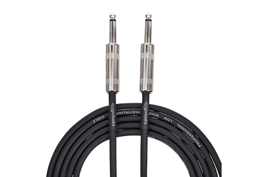 Amazon Basics Cable recto para Auxiliar instrumentos de 6,35 mm, 3 m, Negro