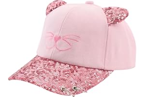 COPBOPWN Baseballmütze für Mädchen, Katze Sommer Sonnenhut Kinder Paillettenhut Verstellbarer Kopfumfang Mützen Pferdeschwanzmütze Verstellbare Snapback Cap für die Schule Außenbereich Sport