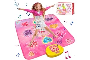 Audasi Tanzmatte für Mädchen Jungen Musikmatte mit 5 Spielmodi 3 Herausforderungsstufen LED-Lichter Elektronisch Musik Tanzpad Geschenke Weihnachten Geburtstags Spielzeug Dance Mat Toys for Girls