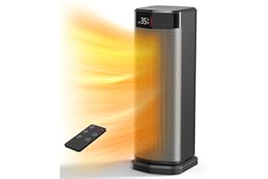 OMISOON Stufetta Elettrica Basso Consumo, 2000W PTC Termoventilatore, 4 Modalità, Modalità ECO, 90° Oscillazione, Timer 24H, Telecomando, Protezione Contro il Surriscaldamento e il Ribaltamento, Casa