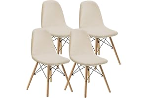 KELUINA Dining Chairs Covers Set of 2/4/6,Style Shell Dining Chair Mid Century Modern Chair Sipcover,Upholstered Dining Accent Side Chair Covers (Beige,4 PCS)
