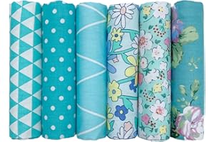 aufodara 6 Stück Baumwollstoff Meterware Stoff je 50 x 50cm, Reiner Baumwolle, Stoffe zum Nähen, Patchwork Stoffpaket zum Quilten DIY Basteln Handwerken, Modischen Mustern (Mint)