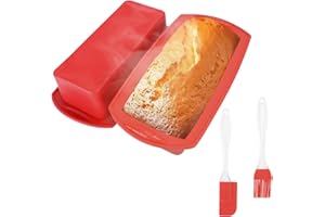 CRITIVE-SHOP Zestaw 2 silikonowych form do pieczenia chleba, ze skrobakiem, pędzlem do oleju, nieprzywierające, do pieczenia chleba, ciastek (27,5 x 14,5 x 6,3 cm)