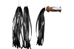 Tiamorph 1pair Kids Bike Handlebar Tassels Bike Streamers Scooter Tassels For Girls Boys,Bicycle Grips Tassel Ribbons Bike Decorations For Handlebar(black)