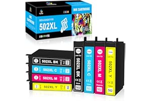 LeciRoba 502XL Wkłady Atramentowe Do Drukarek Epson 502 Wielopak Do XP-5100 XP-5105 XP-5150 XP-5155 WF-2860 WF-2865 WF-2880 WF-2885 (8-Pak)