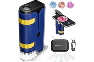 TENCCO 100x-250x Mini Microscopio Tascabile per Bambini Adulti, Adattatore Telefono, Portatile Miniscopio per Bambini Adulti Laboratorio Didattico, Blu